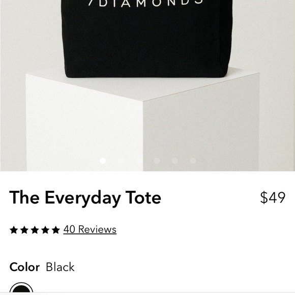 7 Diamonds Canvas Black Tote Bag NWT - Picture 2 of 3